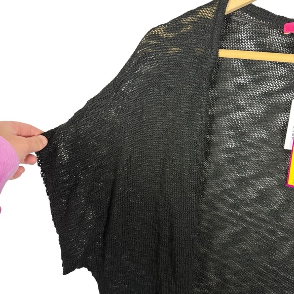 NWT Catherine Malandrino Women’s Open Knit Slub Cardigan in Black Size L - Picture 6 of 9